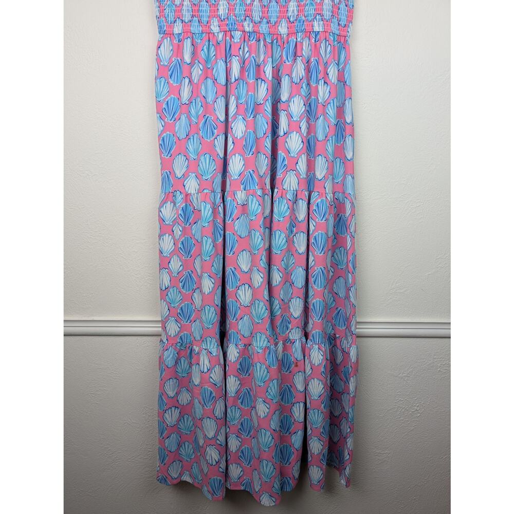 Simply Southern Dress Maxi Shell Novelty Tiered Preppy Beach Pink Blue Size L - Picture 7 of 11